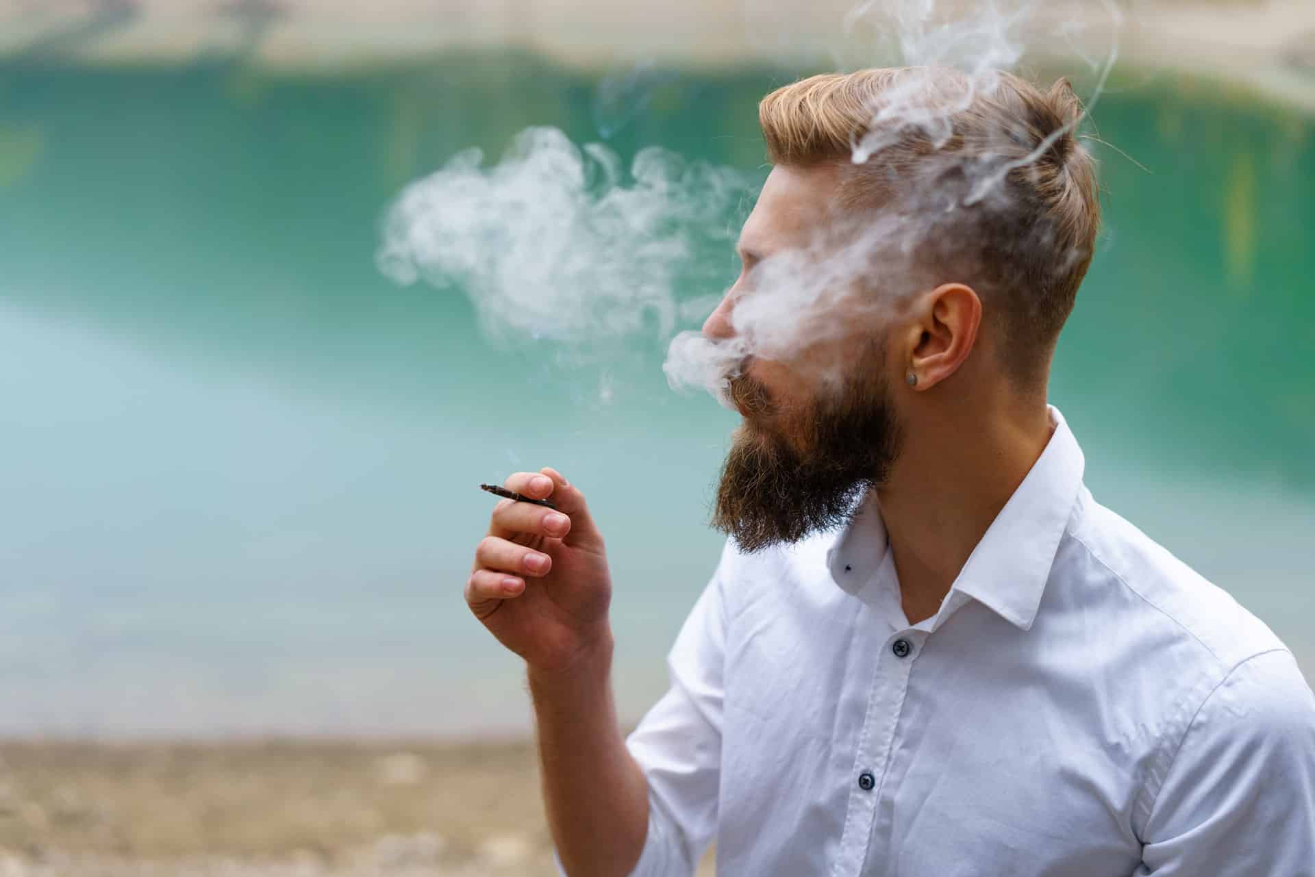 man smoking cannabis